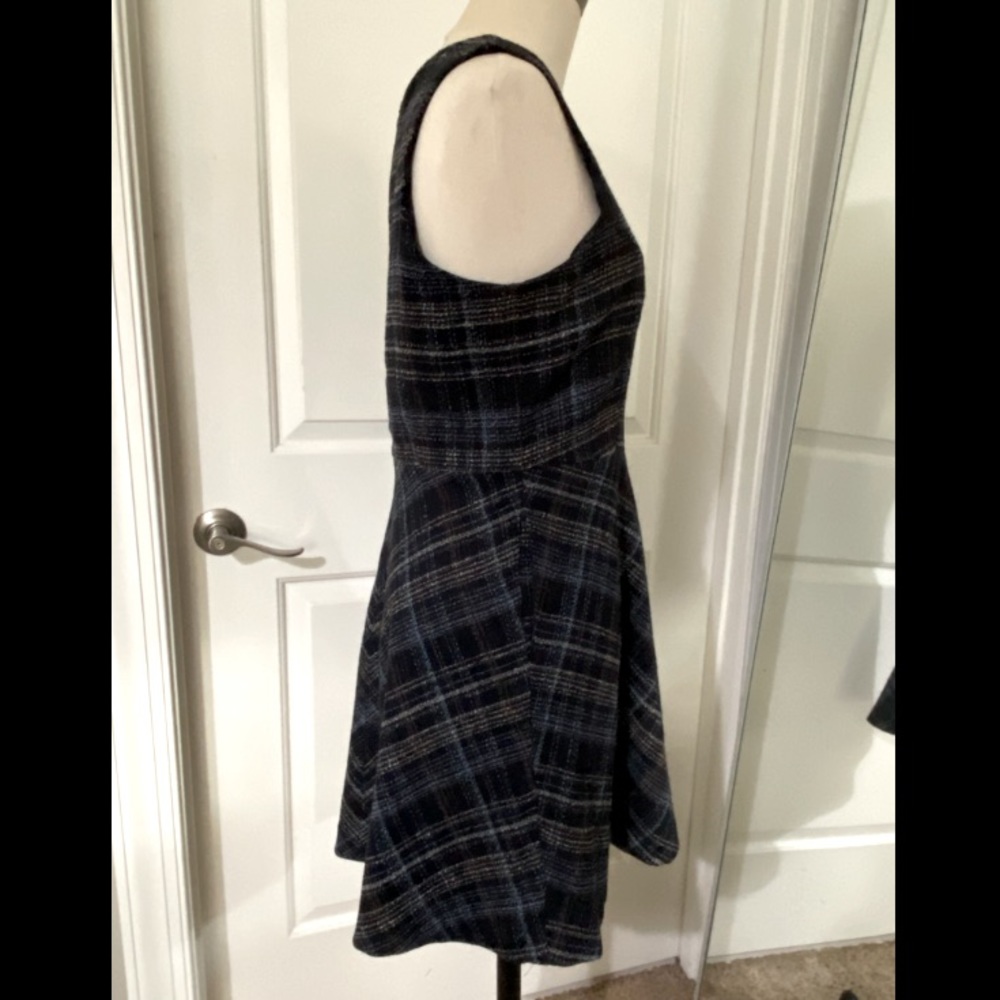 Navy Plaid A-Line Dress
